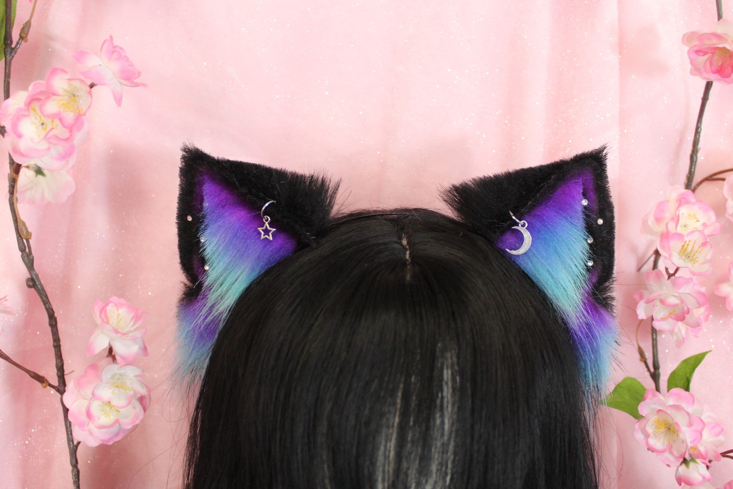 Black purple kitten costume store ears